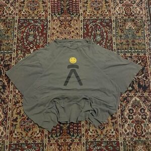 VTG 00s Keen Footwear stick‎ figure logo graphic brand promo tee shirt M olive